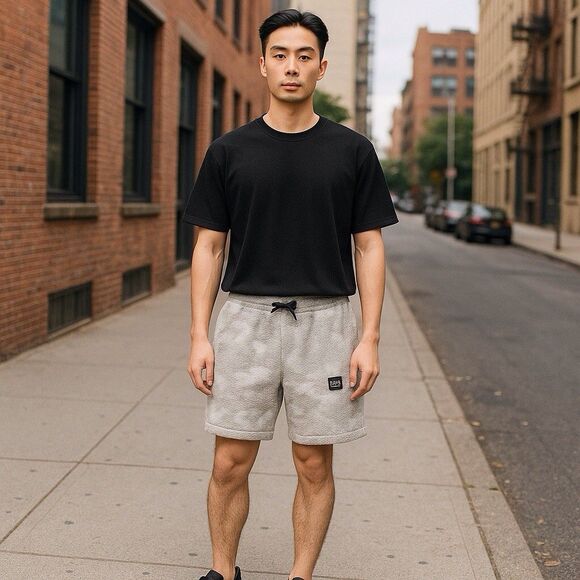 NWT UGG Mens Size Large Eckard UGG Fluff Sherpa Shorts White And Gray Pullon - Picture 11 of 11